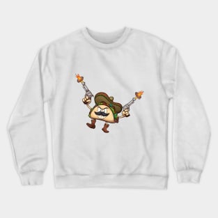 Cartoon Taco Character With Shooting Pistols Crewneck Sweatshirt